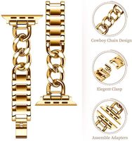Suitable For  Iwatch1-8 Generation Denim Metallic Belt Strap Single Strand Chain Metal Wrist Strap   Strap main image 4
