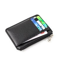 Unisex Solid Color Pu Leather Zipper Card Holders main image 6