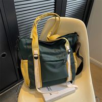 Women's Canvas Color Block Vacation Streetwear Sports Sewing Thread Square Zipper Shoulder Bag Messenger Bag sku image 1