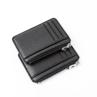 Unisex Solid Color Pu Leather Zipper Card Holders main image 4