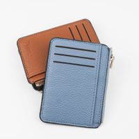 Unisex Solid Color Pu Leather Zipper Card Holders main image 5