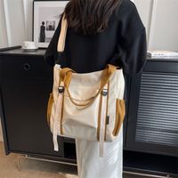 Women's Canvas Color Block Vacation Streetwear Sports Sewing Thread Square Zipper Shoulder Bag Messenger Bag main image 5