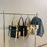 Women's Canvas Color Block Vacation Streetwear Sports Sewing Thread Square Zipper Shoulder Bag Messenger Bag main image 6