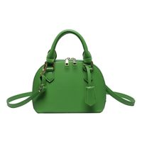 Women's All Seasons Pu Leather Solid Color Vintage Style Shell Zipper Dome Bag sku image 3