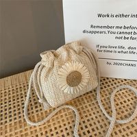 Women's Small Straw Flower Streetwear Embroidery Bucket String Bucket Bag main image 1