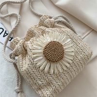 Women's Small Straw Flower Streetwear Embroidery Bucket String Bucket Bag main image 4
