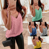 Women's Camisole Tank Tops Sequins Patchwork Casual Solid Color main image 1