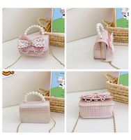 Girl's Canvas Bow Knot Cute Pearls Square Flip Cover Handbag main image 9