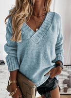 Women's Sweater Long Sleeve Sweaters & Cardigans Knitted Casual Solid Color main image 5