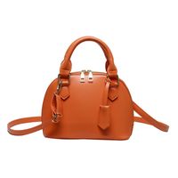 Women's All Seasons Pu Leather Solid Color Vintage Style Shell Zipper Dome Bag sku image 6