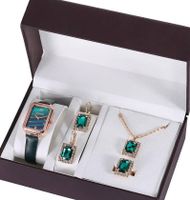 1 Set Retro Heart Shape Stainless Steel Alloy Inlay Artificial Gemstones Women's Bracelets Earrings Necklace sku image 3