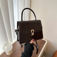 Women's Pu Leather Solid Color Elegant Square Lock Clasp Handbag main image 7