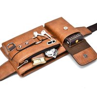 Men's Vintage Style Solid Color Pu Leather Waist Bags main image 3