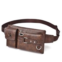 Men's Vintage Style Solid Color Pu Leather Waist Bags main image 2