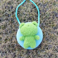 Kid's Mini Spring&summer Straw Animal Cute Round Zipper Shoulder Bag sku image 12