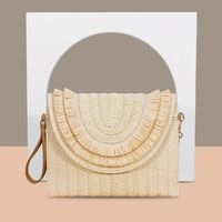 Orange Green Beige Straw Geometric Square Evening Bags sku image 28