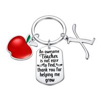 Classic Style Round Letter Apple 304 Stainless Steel Keychain sku image 20