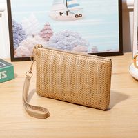 Women's Solid Color Plastic Weave Zipper Wallets main image 2