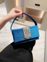 Women's Suede Color Block Elegant Classic Style Square Buckle Handbag Evening Bag sku image 1
