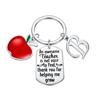 Classic Style Round Letter Apple 304 Stainless Steel Keychain sku image 2