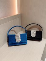 Women's Suede Color Block Elegant Classic Style Square Buckle Handbag Evening Bag main image 6