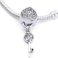Simple Style Heart Shape Key Lock Alloy Plating Inlay Rhinestones Jewelry Accessories main image 4