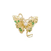 Elegant Butterfly Mixed Materials Plating Pearl Zircon Women's Brooches main image 6