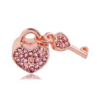 Simple Style Heart Shape Key Lock Alloy Plating Inlay Rhinestones Jewelry Accessories sku image 4