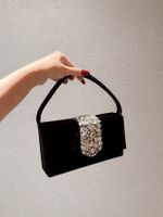 Mujeres Ante Bloque De Color Elegante Estilo Clásico Cuadrado Hebilla Bolso Bolso De Noche main image 3