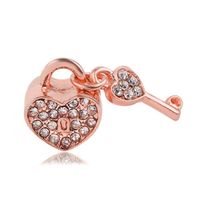 Simple Style Heart Shape Key Lock Alloy Plating Inlay Rhinestones Jewelry Accessories sku image 3