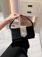 Women's Suede Color Block Elegant Classic Style Square Buckle Handbag Evening Bag sku image 2