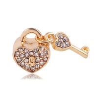 Simple Style Heart Shape Key Lock Alloy Plating Inlay Rhinestones Jewelry Accessories sku image 1