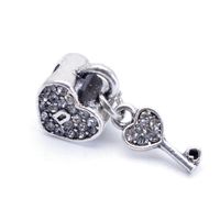 Simple Style Heart Shape Key Lock Alloy Plating Inlay Rhinestones Jewelry Accessories sku image 2