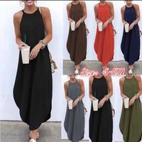 Women's Tuxedo Skirt Simple Style Round Neck Patchwork Sleeveless Solid Color Midi Dress Daily main image 1