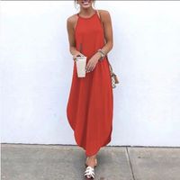 Women's Tuxedo Skirt Simple Style Round Neck Patchwork Sleeveless Solid Color Midi Dress Daily main image 3