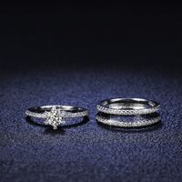 Romantic Shiny Flower Sterling Silver Gra Plating Inlay Moissanite Rings sku image 2