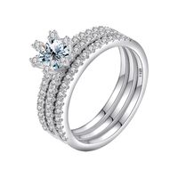 Romantic Shiny Flower Sterling Silver Gra Plating Inlay Moissanite Rings main image 1