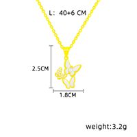 Elegant Sweet Butterfly Titanium Steel Plating Inlay Shell Zircon 18k Gold Plated Pendant Necklace main image 2