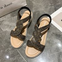 Women's Basic Solid Color Round Toe Roman Sandals sku image 1