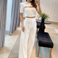 Daily Women's Elegant Simple Style Solid Color Polyester Pants Sets Pants Sets main image 4