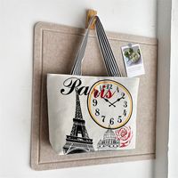 Women's Classic Style Color Block Canvas Shopping Bags sku image 5