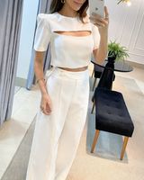 Daily Women's Elegant Simple Style Solid Color Polyester Pants Sets Pants Sets main image 2