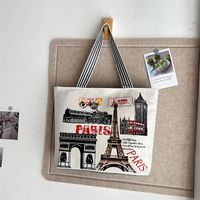 Women's Classic Style Color Block Canvas Shopping Bags sku image 4