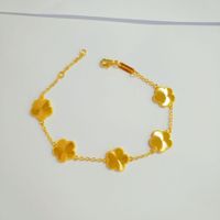 Brass Gold Plated Elegant Simple Style Flower Plating Bracelets Earrings Necklace sku image 3