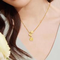 Brass Gold Plated Elegant Simple Style Flower Plating Bracelets Earrings Necklace main image 2