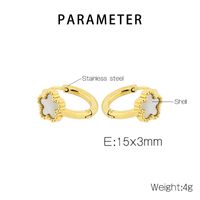 1 Pair Simple Style Flower Inlay Titanium Steel Shell 18K Gold Plated Hoop Earrings main image 5