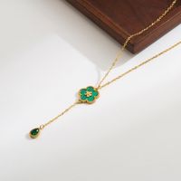 Elegant Simple Style Flower Stainless Steel Arylic Plating Inlay Acrylic Zircon 18K Gold Plated Women's Solitaire Necklace main image 6