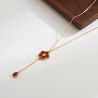 Elegant Simple Style Flower Stainless Steel Arylic Plating Inlay Acrylic Zircon 18K Gold Plated Women's Solitaire Necklace main image 4