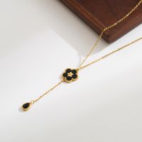Elegant Simple Style Flower Stainless Steel Arylic Plating Inlay Acrylic Zircon 18K Gold Plated Women's Solitaire Necklace main image 5
