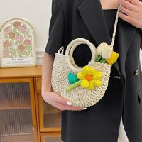 Women's Braid Solid Color Flower Beach Sewing Thread String Handbag main image 3